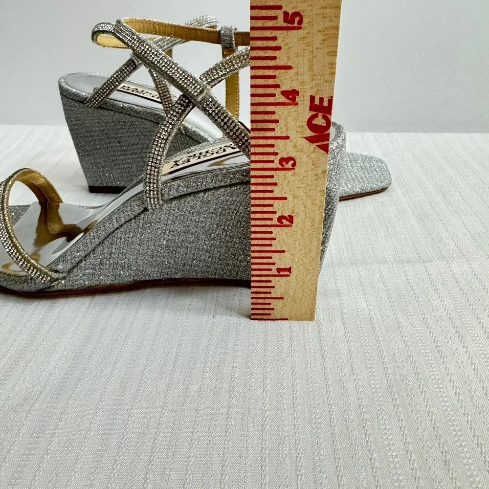BADGLEY MISCHKA UNITY Wedge Heels Open Toe Crisscross Strap Summer Glam Sandals‎